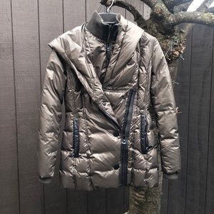 Rudsak puffer down coat with leather trim